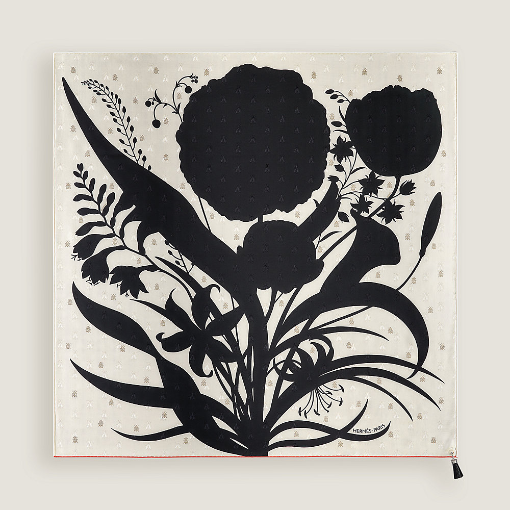 Bouquet Final leather tassel scarf 90 - Black | Hermès Mainland China